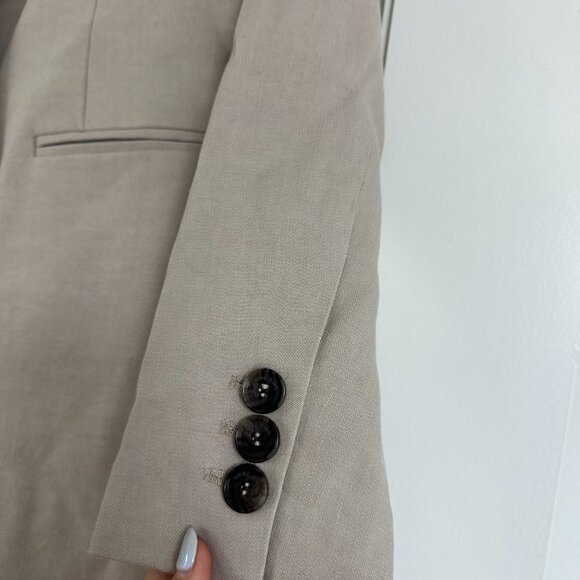 NWT Anine Bing Diana Blazer Jacket Oversized Linen Blend Sz XS Beige - Picture 4 of 8